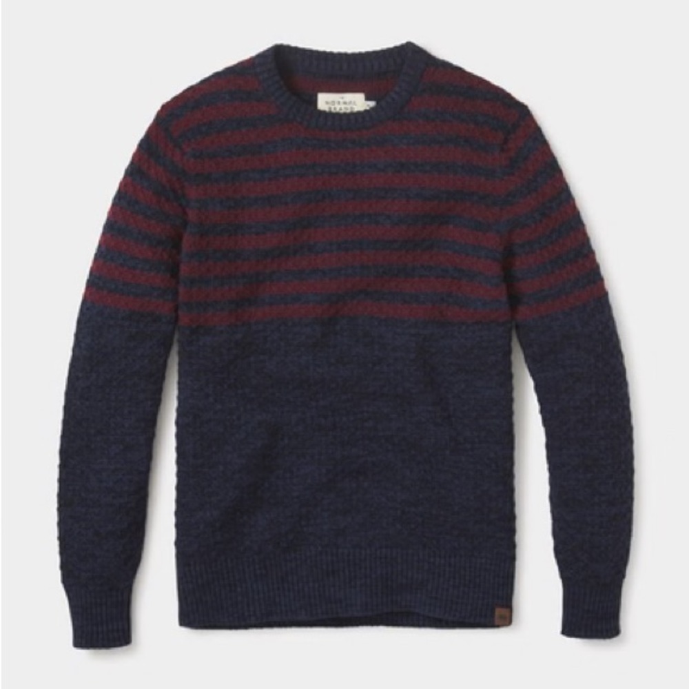 The Normal Brand Pique Stitch Crew sweater in Navy/Oxblood men's small